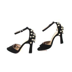 BCBG MaxAzria Sz 5.5 Black Suede w 1" Dangling Rhinestone Balls on 4" Heels